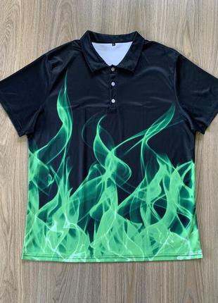 Мужская быстросохнущая поло футболка с принтом пламя flame2 фото
