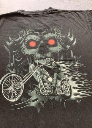 Wild skull biker tee streetwear y2k sk8 vintage archive punk gothic opium avant  merch affliction  new rock4 фото