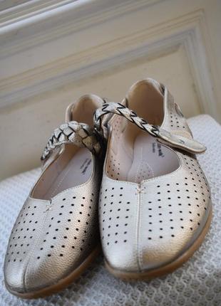 Кожаные туфли мокасины балетки лодочки cushion walk р. 7/40 26,2 см широкую4 фото