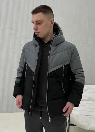 Куртка весняна демисезонна чоловіча чорний/графіт преміум якість7 фото