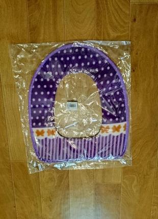 Чехол-накладка, утеплитель на сиденье унитаза на липучках фиолетовый