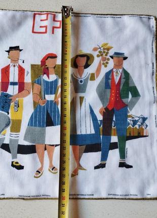 Скидка!😍 1964👌коллекционный швейцарский сюжетный платок 30х30, шов роуль😍