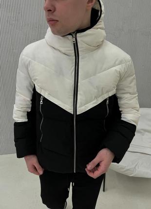 Куртка весняна демисезонна чоловіча чорний/молочний преміум якість3 фото