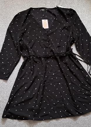 Нова чорна сукня сайз плюс в горох літня легка missguided7 фото