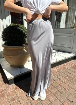 Жіноча шовкова спідниця максі, довга юбка, класична, шовк армані5 фото