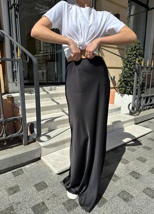 Жіноча шовкова спідниця максі, довга юбка, класична, шовк армані9 фото
