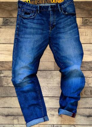 Чоловічі стильні сині джинси superdry оригінал темно-синього кольору розмір 34