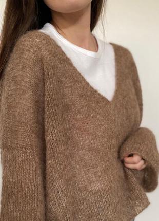 Легкий светр оверсайз з вовни альпака на шовку2 фото