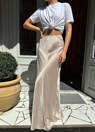 Жіноча шовкова спідниця максі, довга юбка, класична, шовк армані3 фото