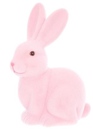 Фигурка декоративная кролик с флоковым напылением 13*23см, цвет - розовый 113-141 - 8 шт упаковка товар от