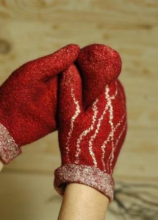 Варежки валяные. валяные перчатки. рукавички валяные3 фото