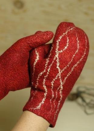 Варежки валяные. валяные перчатки. рукавички валяные1 фото
