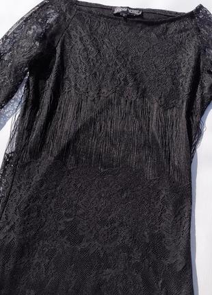 Элегантное тончайшее чёрное платье с бахромой upper west new york3 фото
