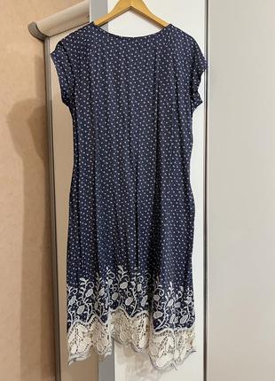 Летнее легкое коттоновое платье миди с кружевом цветочный принт большого размера батал7 фото