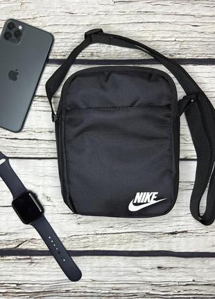 Сумка через плече nike, спортивна барсетка месенджер найк на 4 відділи, колір чорний6 фото