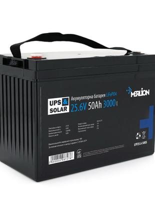 Літій-залізо-фосфатний акумулятор lifepo4 25.6v 50ah 3000 циклів merlion. акумулятор для сонячних станцій