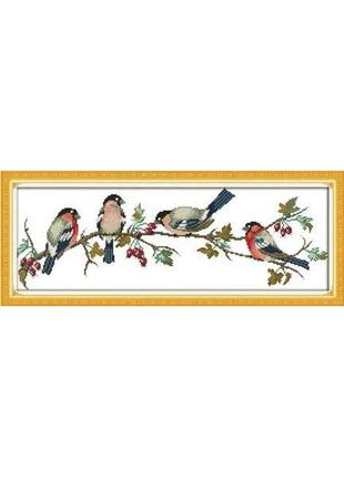 Набір для вишивання за нанесеною на канву схемою "bullfinches". aida 14ct printed, 54*20 см