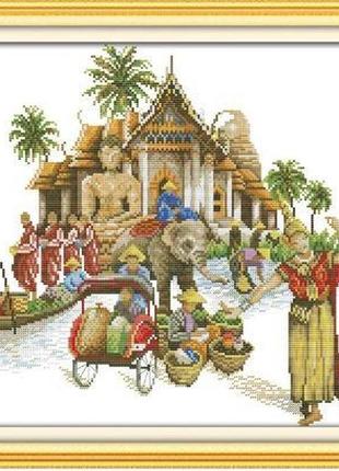 Набор для вышивания по нанесённой на канву схеме "thai ambiance". aida 14ct printed 46*38 см