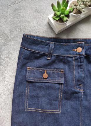 Тёмно джинсовая короткая юбка с карманами denim 12 р3 фото