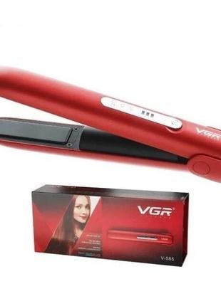 Выпрямитель для волос hair straightener vgr v-585 беспроводной, аккумуляторный с 3 уровнями нагрева, красный