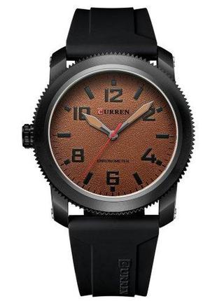 Мужские кварцевые наручные часы для левши curren 8454 black-brown