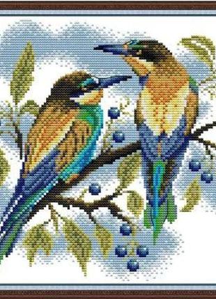Набір для вишивання за нанесеною на канву схемою "kingfisher bird ". aida 14ct printed 28*28 см