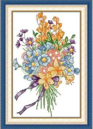 Набір для вишивання за нанесеною на канву схемою "wildflower bouquet". aida 14ct printed 18*28 см