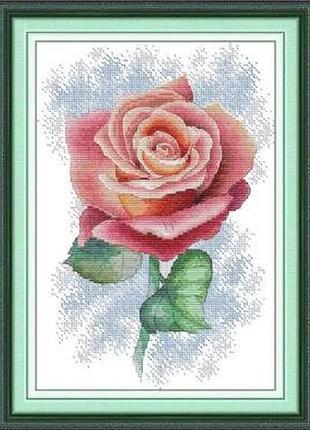 Набір для вишивання за нанесеною на канву схемою "pink rose". aida 14ct printed 23*33 см