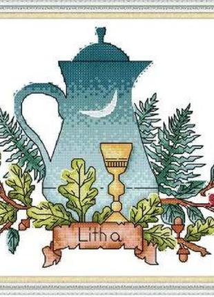 Набор для вышивания по нанесённой на канву схеме "teapot series 3". aida 14ct printed 28*22 см