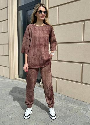 Неймовірний трендовий костюм тай дай washed effect 🔥 🥰 люкс якості 🖤  💥+великий розмір