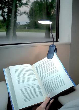 Светильник прищепка кольцевая мини лампа гибкая led подсветка для чтения книг беспроводная аккумуляторная4 фото