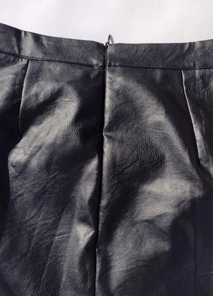 Чёрная юбка shein эко кожа6 фото