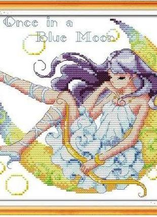 Набор для вышивания по нанесённой на канву схеме "moon girl". aida 14ct printed 27*22 см