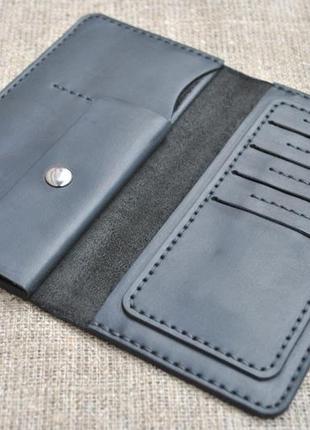 Оригинальное черное портмоне ручной работы из натуральной кожи crazy horse k12-03 фото