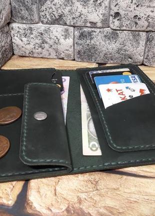 Зелений гаманець з натуральної шкіри к23-3501 фото