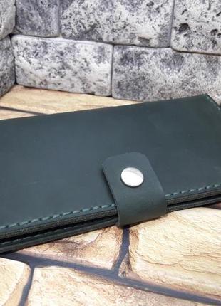 Зелений гаманець з натуральної шкіри к23-3503 фото
