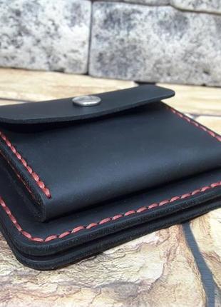 Маленький гаманець з притиском для купюр і зовнішньої монетницею з натуральної шкіри z06-0+red