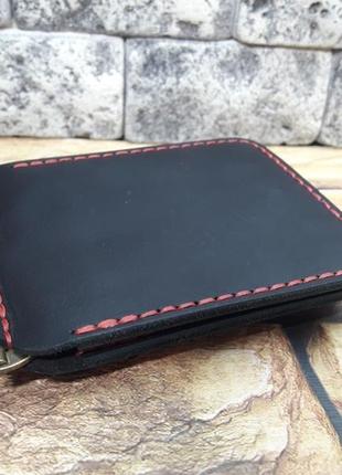 Маленький гаманець з притиском для купюр і зовнішньої монетницею з натуральної шкіри z06-0+red5 фото