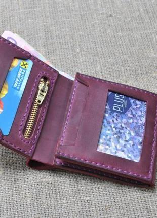 Невеликий гаманець потрійного складання з натуральної шкіри k02-8002 фото