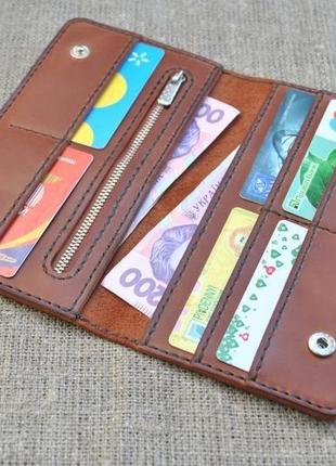 Стильний гаманець коньячного кольору з натуральної шкіри k27-210