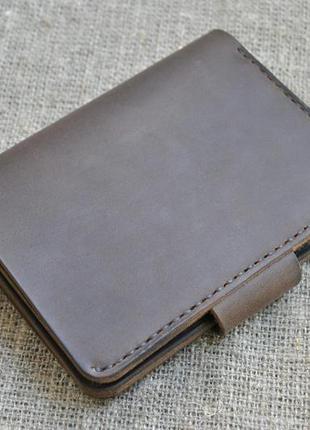 Вертикальный кожаный портмоне шоколадного цвета d07-4504 фото