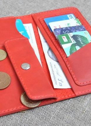 Модный, красный, кожаный портмоне k23-5801 фото