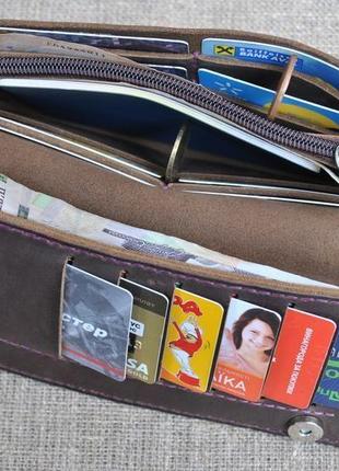 Шикарний гаманець шоколадного кольору з натуральної шкіри k41-450+purple2 фото