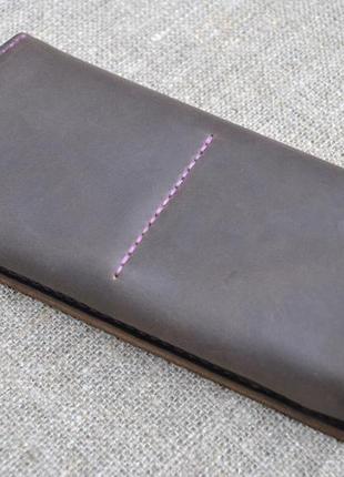 Шикарный кошелек шоколадного цвета из натуральной кожи k41-450+purple4 фото