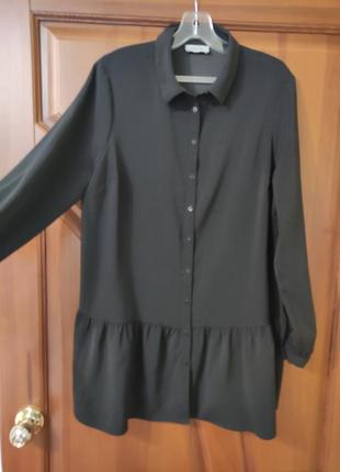 Блуза туника с длинным рукавом с воланом по низу р.52/uk164 фото