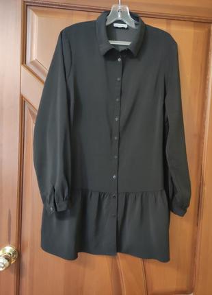 Блуза туника с длинным рукавом с воланом по низу р.52/uk162 фото