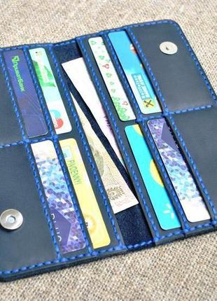 Красивый темно-синий кошелек из натуральной кожи k55-600+blue