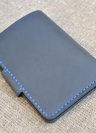 Вертикальний гаманець темно-синього кольору з натуральної шкіри d05-600+blue4 фото