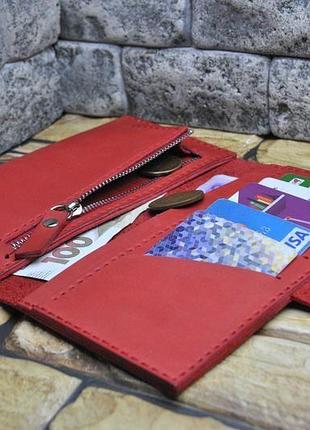 Кожаный  красный кошелек k24-580