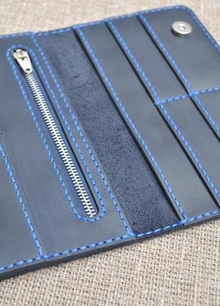Темно-синій гаманець на магнітах з натуральної шкіри k27m-600+blue2 фото